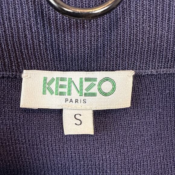 Kenzo Paris Womens Striped Knit Midi Pencil Skirt Size S Navy Blue Tan White - Picture 4 of 4